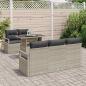 Preview: 6-teiliges Garten-Sofa-Set mit Kissen Hellgrau Poly-Rattan