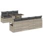 Preview: 8-teiliges Gartensofa Set mit Kissen Hellgrau Poly Rattan