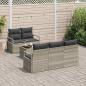 Preview: 6-tlg. Gartensofa Set mit Kissen Hellgrau Poly Rattan