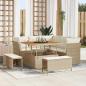 Preview: ARDEBO.de - 8-teilige Garten Sofagarnitur mit Kissen Beige Poly Rattan Akazie