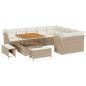 Preview: 12-teiliges Garten Sofa Set mit Kissen Beige Poly Rattan Akazie