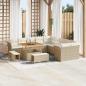 Preview: ARDEBO.de - 13-teiliges Garten Sofa Set mit Kissen in Beige aus Poly Rattan und Akazie