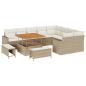 Preview: 12-teiliges Garten-Sofa-Set mit Kissen Beige Poly Rattan Akazie