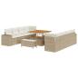 Preview: 11-teiliges Garten Sofa Set mit Kissen Beige Poly Rattan Akazie