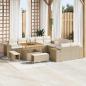 Preview: ARDEBO.de - 13-teiliges Garten Sofa Set mit Kissen Beige Poly Rattan Akazie