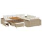 Preview: 13-teiliges Garten Sofa Set mit Kissen Beige Poly Rattan Akazie