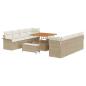 Preview: 11-teiliges Garten Sofa Set mit Kissen Beige Poly Rattan Akazie
