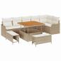 Preview: 9-Teiliges Garten Sofa Set mit Kissen Beige Poly Rattan Akazie