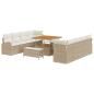 Preview: 11-teiliges Garten Sofa Set mit Kissen Beige Poly Rattan Akazie