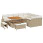 Preview: 12-teiliges Garten-Sofa-Set mit Kissen Beige Poly Rattan Akazie