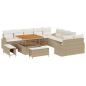 Preview: 13-teiliges Garten Sofa Set mit Kissen Beige Poly Rattan Akazie