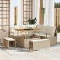 Preview: ARDEBO.de - 8-teiliges Garten Sofa Set mit Kissen Beige Poly Rattan Akazie