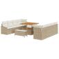 Preview: 11-tlg. Garten-Sofagarnitur mit Kissen Beige Poly Rattan Akazie