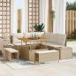Preview: ARDEBO.de - 8-teiliges Garten Sofa Set mit Kissen Beige Poly-Rattan Akazie