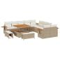 Preview: 13-teiliges Garten-Sofa-Set mit Kissen Beige Poly Rattan Akazie