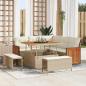 Preview: ARDEBO.de - 8-teiliges Garten Sofa Set mit Kissen Beige Poly Rattan Akazie