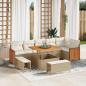 Preview: ARDEBO.de - 9-teiliges Garten-Sofa-Set mit Kissen Beige Poly Rattan Akazie