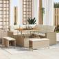 Preview: ARDEBO.de - 8-teiliges Garten Sofa Set mit Kissen Beige Poly Rattan