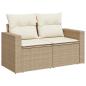 Preview: 12-teiliges Garten Sofa Set mit Kissen Beige Poly Rattan Akazie