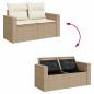 Preview: 12-teiliges Garten Sofa Set mit Kissen Beige Poly Rattan Akazie