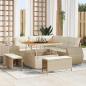 Preview: ARDEBO.de - 8-tlg. Garten-Sofagarnitur mit Kissen Beige Poly Rattan Akazie