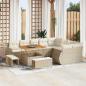 Preview: ARDEBO.de - 12-tlg. Garten-Sofagarnitur mit Kissen Beige Poly Rattan Akazie