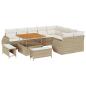 Preview: 12-tlg. Garten-Sofagarnitur mit Kissen Beige Poly Rattan Akazie