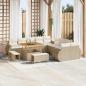 Preview: ARDEBO.de - 13-teiliges Garten-Sofa-Set mit Kissen Beige Poly-Rattan Akazie
