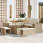 Preview: ARDEBO.de - 8-teiliges Garten Sofa Set mit Kissen Beige Poly Rattan Akazie