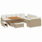 Preview: 13-teiliges Garten-Sofa-Set mit Kissen Beige Poly-Rattan Akazie