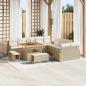 Preview: ARDEBO.de - 13-tlg. Garten-Sofagarnitur mit Kissen Beige Poly Rattan Akazie
