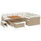 Preview: 12-tlg. Garten-Sofagarnitur mit Kissen Beige Poly Rattan Akazie