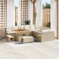 Preview: ARDEBO.de - 13-teiliges Garten Sofa Set mit Kissen in Beige aus Poly Rattan und Akazie