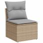 Preview: 13-teiliges Garten Sofa Set mit Kissen Beige Poly Rattan Akazie