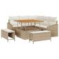 Preview: 8-tlg. Garten-Sofagarnitur mit Kissen Beige Poly Rattan Akazie