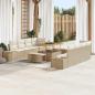 Preview: ARDEBO.de - 11-teiliges Garten-Sofa-Set mit Kissen Beige Poly Rattan Akazie