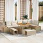 Preview: ARDEBO.de - 9-teiliges Garten-Sofa-Set mit Kissen Beige Poly Rattan Akazie