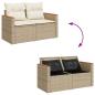Preview: 11-tlg. Garten-Sofagarnitur mit Kissen Beige Poly Rattan Akazie