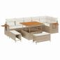 Preview: 9-teiliges Garten Sofa Set mit Kissen Beige Poly-Rattan Akazie
