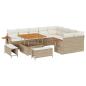 Preview: 12-teiliges Garten Sofa Set mit Kissen Beige Poly Rattan Akazie