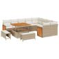 Preview: 12-teiliges Garten Sofa Set mit Kissen Beige Poly Rattan Akazie