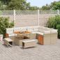 Preview: 12-teiliges Garten Sofa Set mit Kissen Beige Poly Rattan Akazie