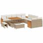 Preview: 13-teiliges Garten Sofa Set mit Kissen Beige Poly Rattan Akazie