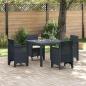 Preview: ARDEBO.de - 5-tlg. Garten-Essgruppe mit Kissen Anthrazit Poly Rattan