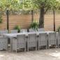 Preview: ARDEBO.de - 13-teilige Garten-Essgruppe mit Kissen Hellgrau Poly-Rattan