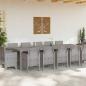 Preview: 13-teilige Garten-Essgruppe mit Kissen Hellgrau Poly-Rattan