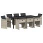 Preview: Garten Essgruppe 9 stk. Hellgrau Poly-Rattan