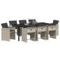 Preview: Garten Essgruppe 9 stk. Hellgrau Poly-Rattan