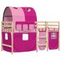 Preview: Kinderhochbett mit Tunnel Rosa 90x190 cm Massivholz Kiefer