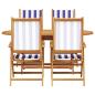 Preview: 5-teiliges Garten Esszimmer Set Blau und Weiß aus massivem Akazienholz